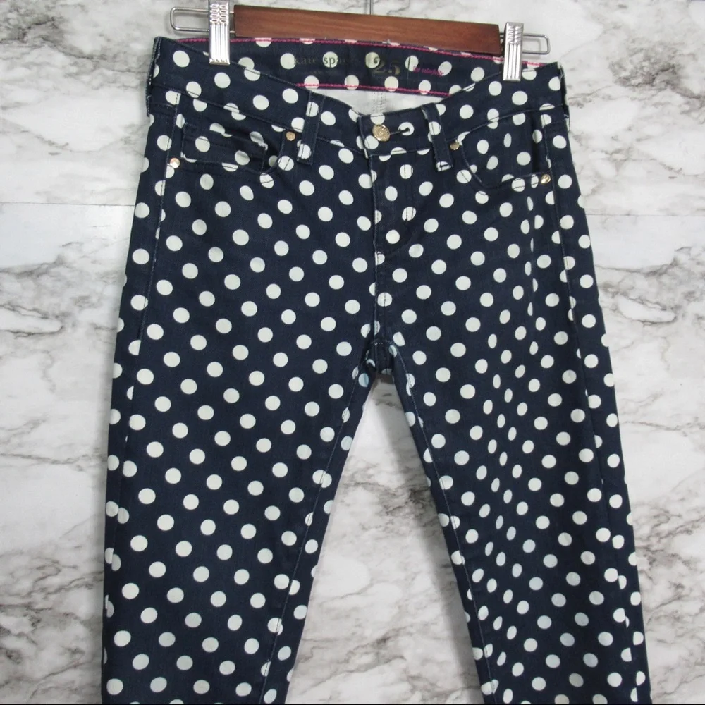 Kate Spade Broome Street Polka Dot Denim Jeans Size 25
